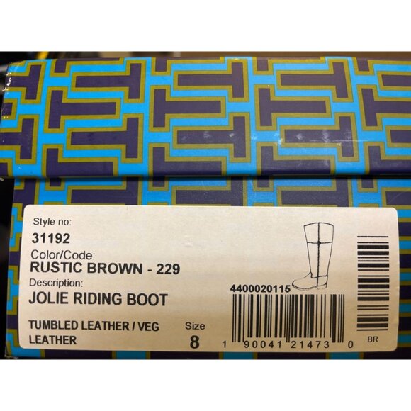 Tory Burch Brown Leather Riding Boots Size 8 With Gold Logo Detail - Picture 12 of 12